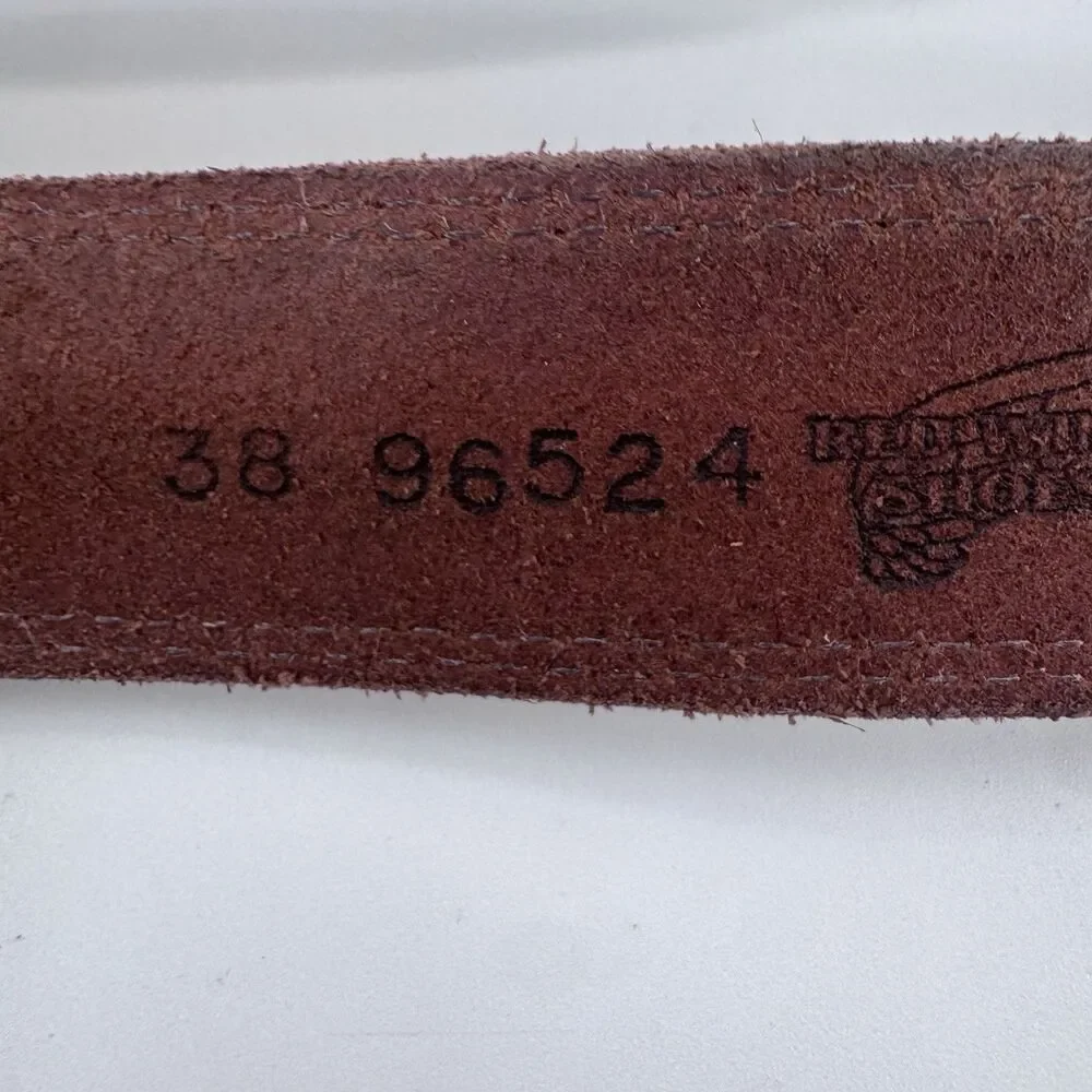 Red Wing Basic Work Belt Mens Size 38 Brown Leather Brass Buckle USA 96524